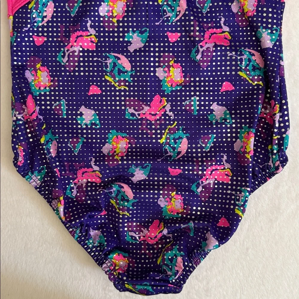 {Danskin} Freestyle | Abstract Print Shimmer Gymnastics Dance Leotard (M 7/8)